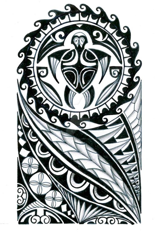 Polynesian sleeve tattoo - tatuajes maories