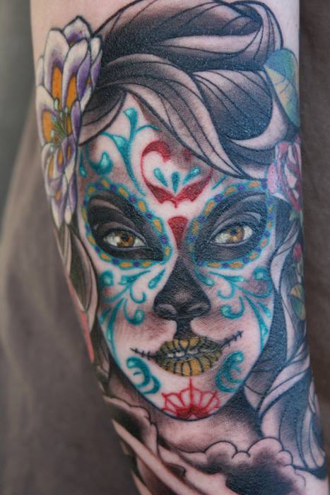 tatuaje catrina color tattoo 2 - Catrinas en Tatuajes