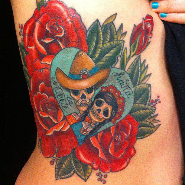 tatuaje catrina color tattoo 4 - Catrinas en Tatuajes