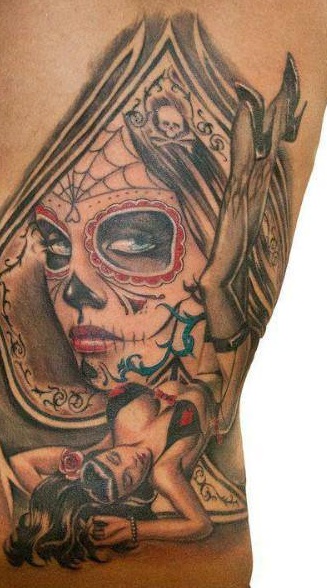 tatuaje catrina color tattoo 7 - Catrinas en Tatuajes