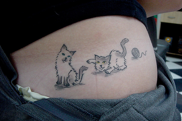 tatuaje de silueta gato felinos mascotas 26 - tatuajes de gatos