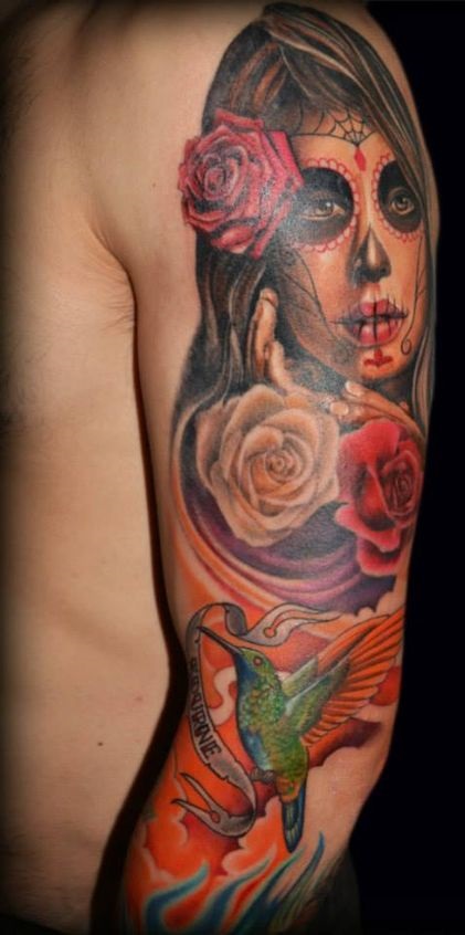 tatuajes catrinas rosas tattoo 2 - Catrinas en Tatuajes