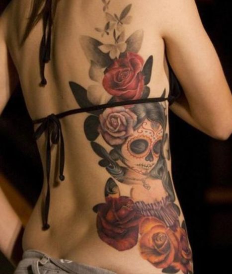 tatuajes catrinas rosas tattoo 3 - Catrinas en Tatuajes