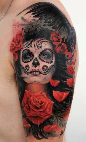 tatuajes catrinas rosas tattoo 8 - Catrinas en Tatuajes