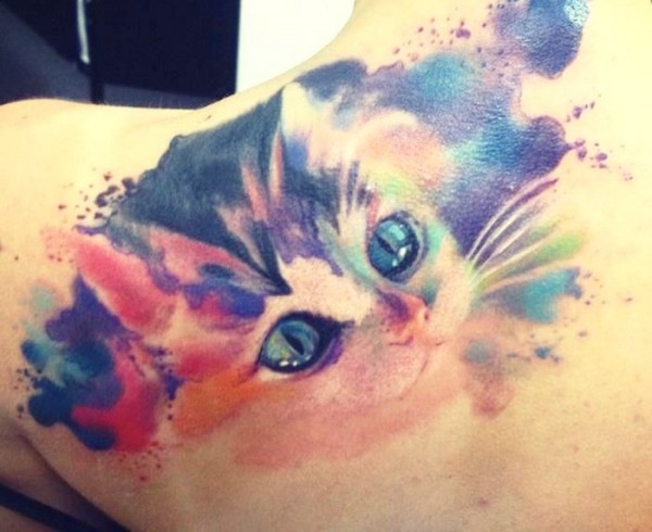 tatuajes de gatos acuarela nueva escuela 9 - tatuajes de gatos