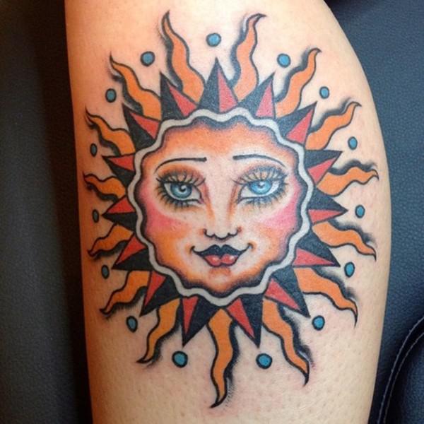 tatuajes sol color 5 - tatuajes del sol