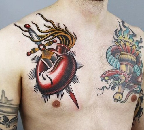 tatuajes corazones rotos apuñalados 3 - tatuajes para hombres