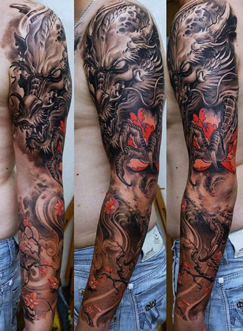 tattoo dragon brazo hombre 1 - tatuajes de dragones