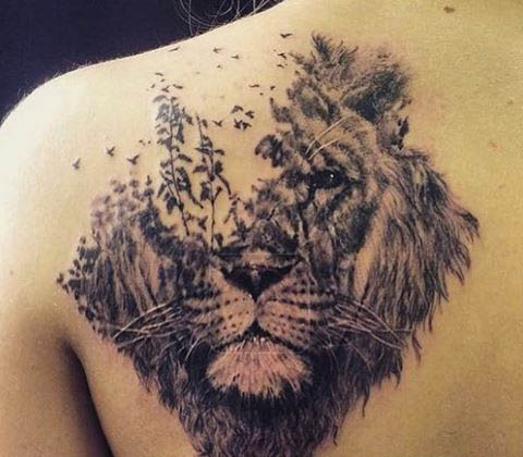 tattoo leones espalda 4 - leones