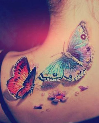 tattoo mariposa cuello flores 4 - tatuajes de mariposas