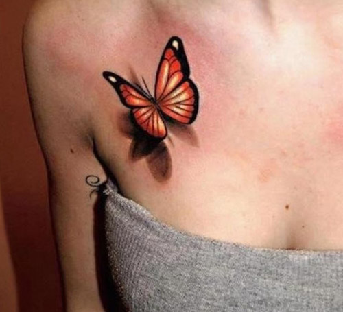 tatuaje de una mariposa pecho hombro 2 - tatuajes de mariposas