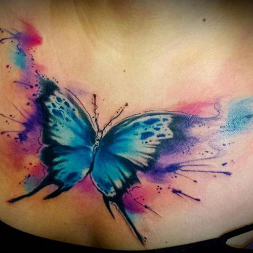 tatuajes a color de mariposas acuarela 4 - tatuajes de mariposas