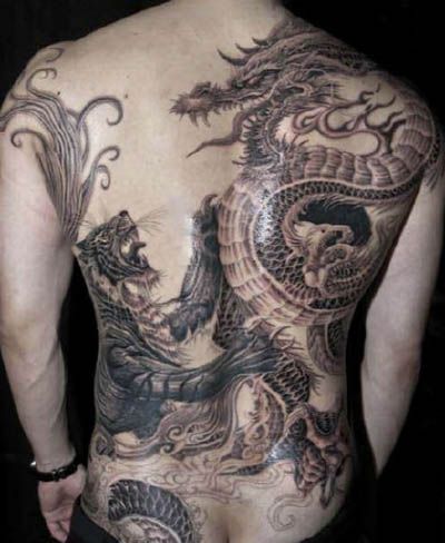 tatuajes dragones tigres yin yang 5 - tatuajes de dragones