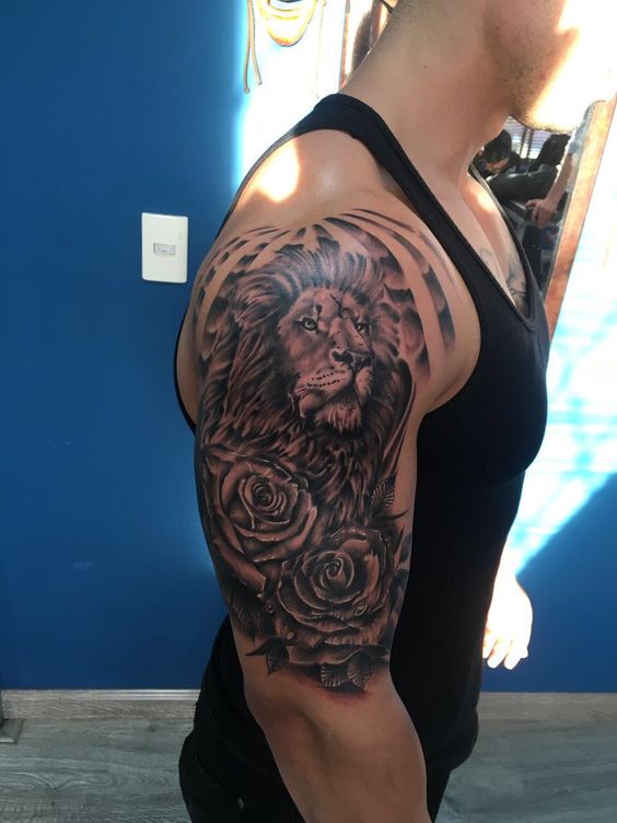 tatuajes leones en el brazo mangas tattoo 1 - leones