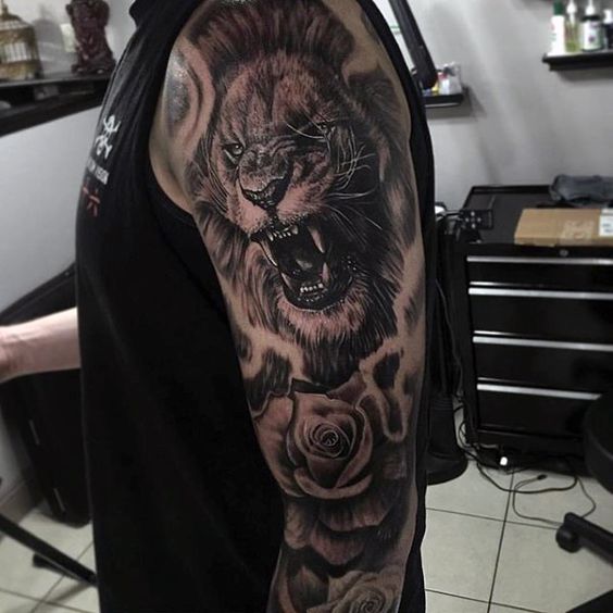 tatuajes leones en el brazo mangas tattoo 3 - leones