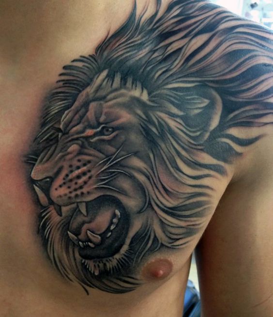 tatuajes leones pecho 2 - leones