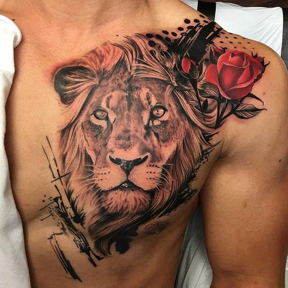 tatuajes leones pecho 3 - leones