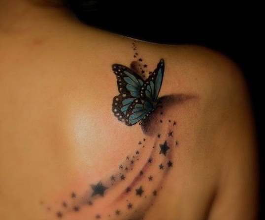 tatuajes mariposas con estrellas 3 - tatuajes de mariposas