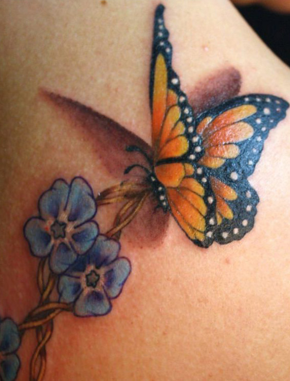 tatuajes mariposas con flores 3 - tatuajes de mariposas