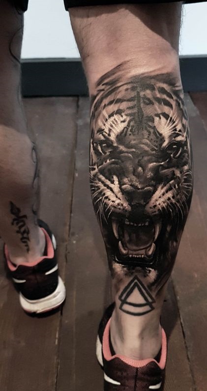 tatuajes tigres en la pierna rodilla tobillos 5 - tigres