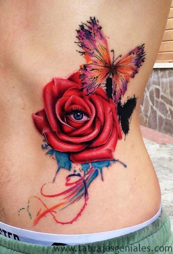 tattoo de rosas y mariposas