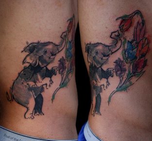 elefantes de colores 2 313x289 - tatuajes de elefantes