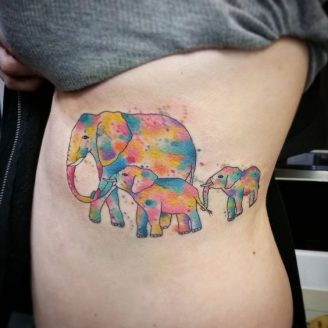elefantes de colores 5 - tatuajes de elefantes