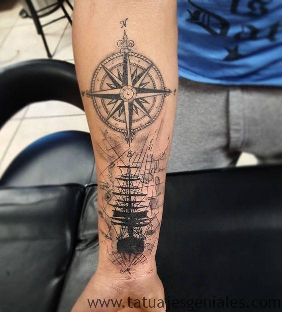 tattoo estrella nautica brazo 2 -