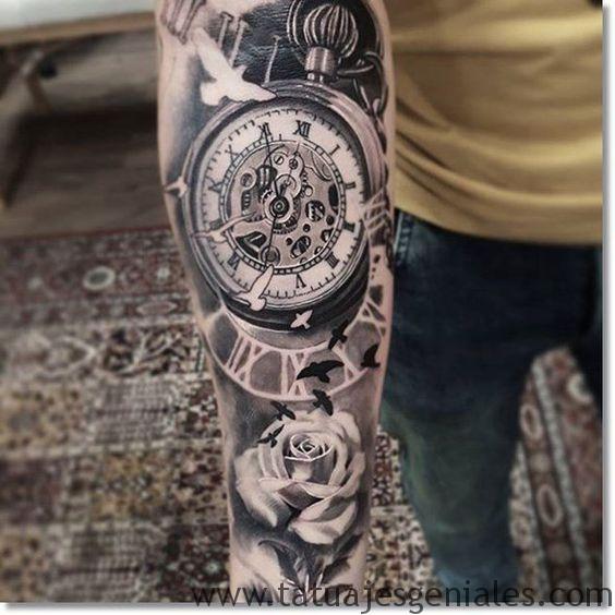 tattoo reloj con rosas 1 -