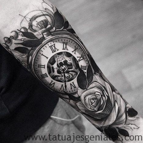 tattoo reloj con rosas 2 - tatuajes de relojes