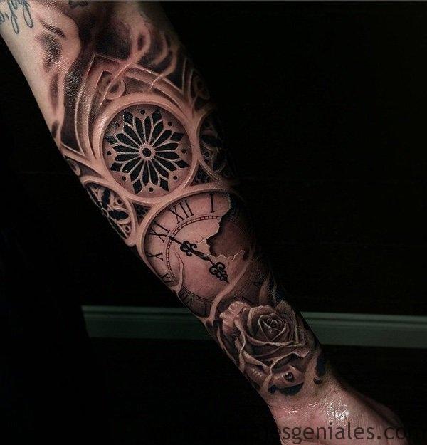 tattoo reloj con rosas 4 - tatuajes de relojes