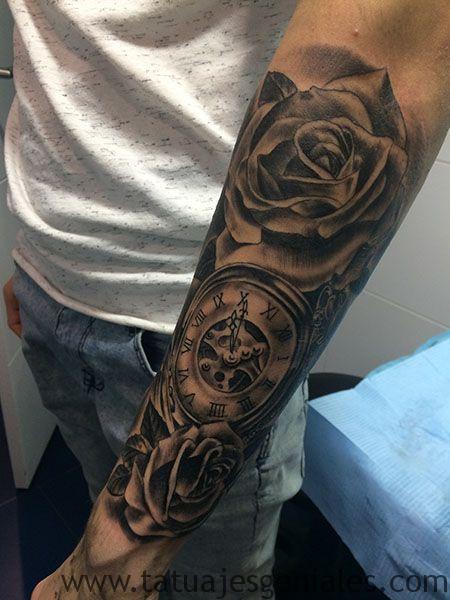 tattoo reloj con rosas 5 - tatuajes de relojes