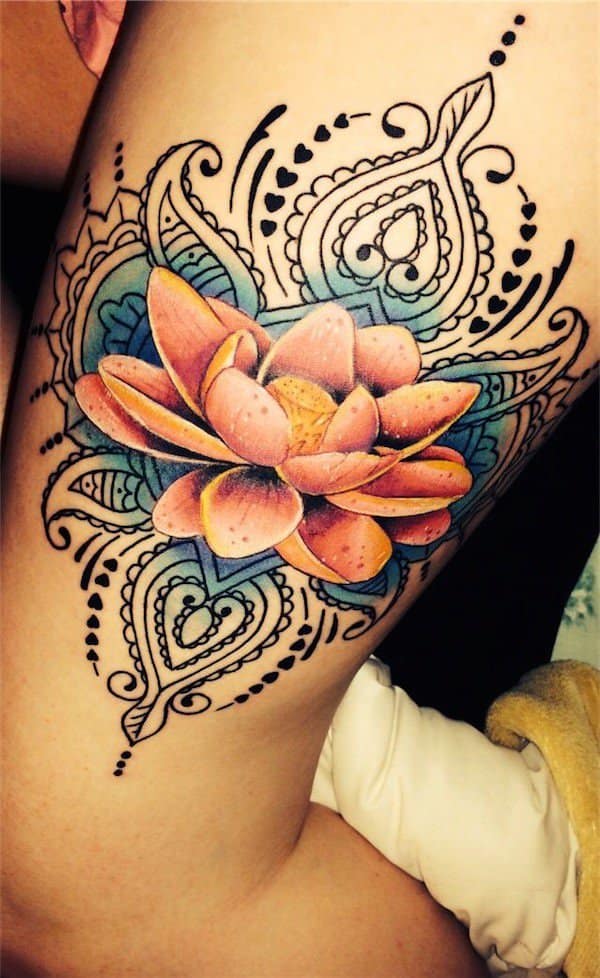 tatuajes de flores en la pierna 1 -