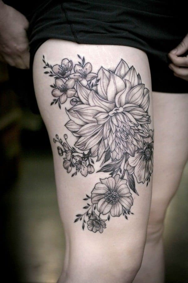 tatuajes de flores en la pierna 2 -