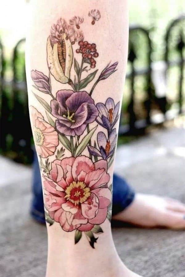 tatuajes de flores en la pierna 4 -