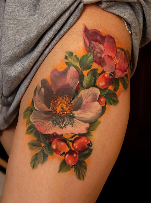 tatuajes de flores en la pierna 5 -