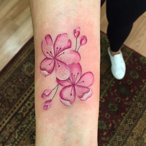 acuarela cerezo 6 - tatuajes de flor de cerezo