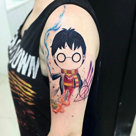 40 Originales Tatuajes de Harry Potter que todo fan quiere tener - Tatuajes Geniales harry potter en brazo 4 - Tatuajes de Harry Potter