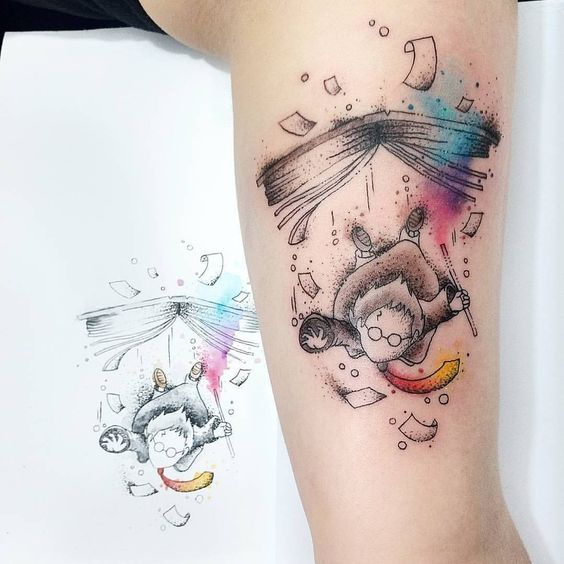 40 Originales Tatuajes de Harry Potter que todo fan quiere tener - Tatuajes Geniales harry potter en brazo 7 - Tatuajes de Harry Potter