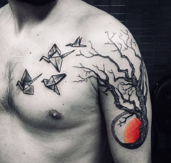 con aves 2 - tatuajes de árboles