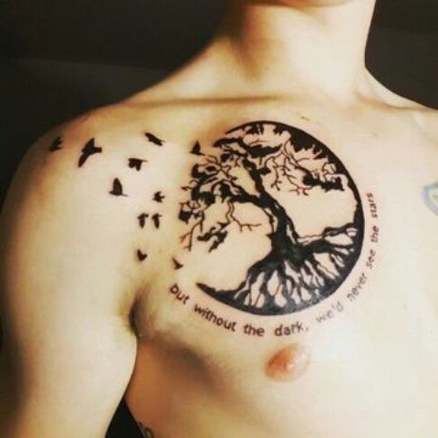 con aves 5 - tatuajes de árboles