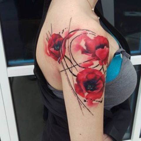 hombro flores 3 - tatuajes para mujeres