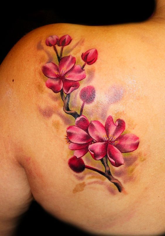 hombro flores - Tatuajes en el hombro