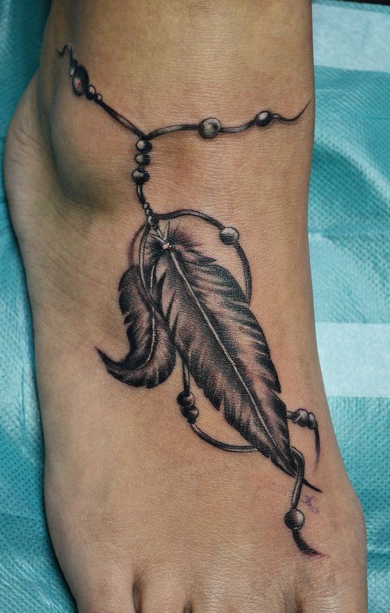tobillo mujeres pluma 2 - Tatuajes en el tobillo