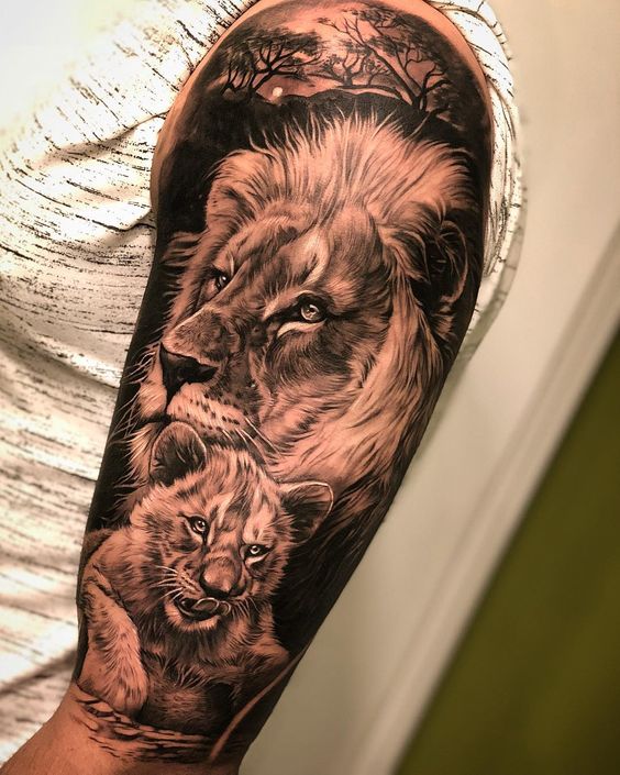 familia de leones 5 - tatuajes para hombres