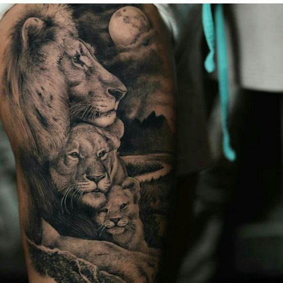 familia de leones - tatuajes de familia