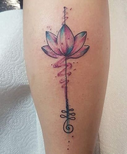 unalome con flor de lotto 4 - Tatuajes de Unalome