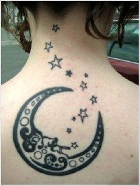 luna y estrellas 3 - tatuajes de luna