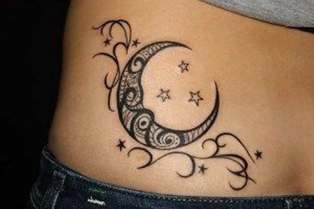 luna y estrellas 4 - tatuajes de luna