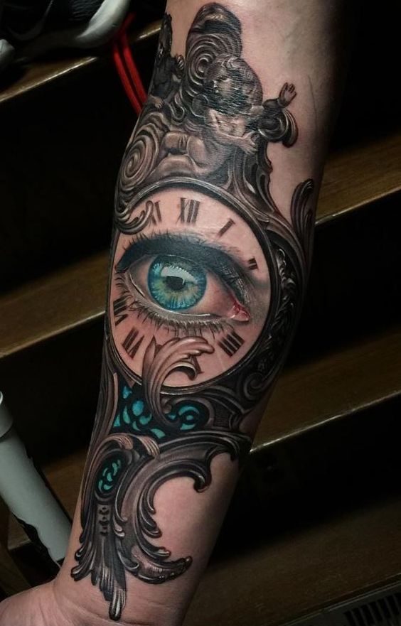 ojos con reloj 1 - tatuajes de ojos